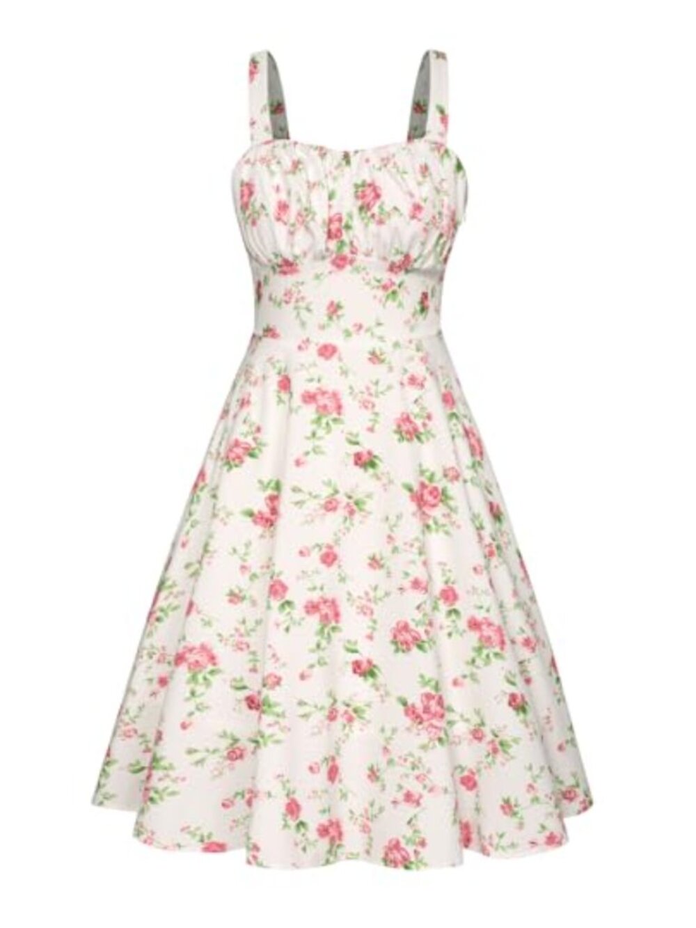 Vintage Sleeveless Floral A-Line Midi Dress